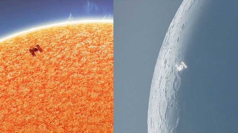 Fotógrafo capta la ISS cruzando el sol y la luna